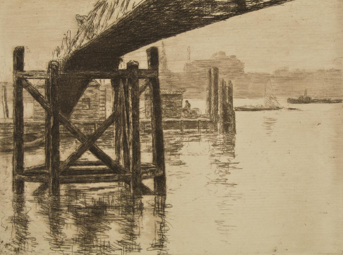 Jacques Beurdeley (French, 1874-1954): Jacques Beurdeley (French, 1874-1954) "Sur La Tamise", etching. Size: 7'' x 9'', 18 x 23 cm (plate); 8.75'' x 11.75'', 22 x 30 cm (sheet).