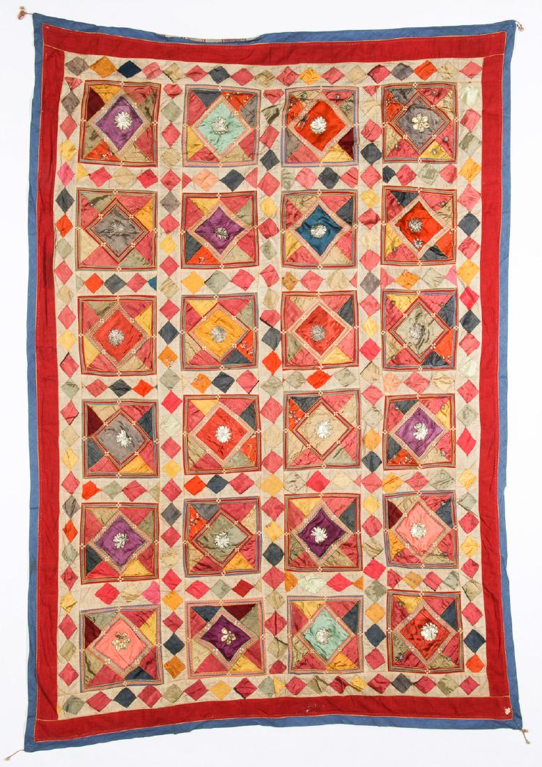 Antique Silk/Cotton Quilt, India (1 of 5)