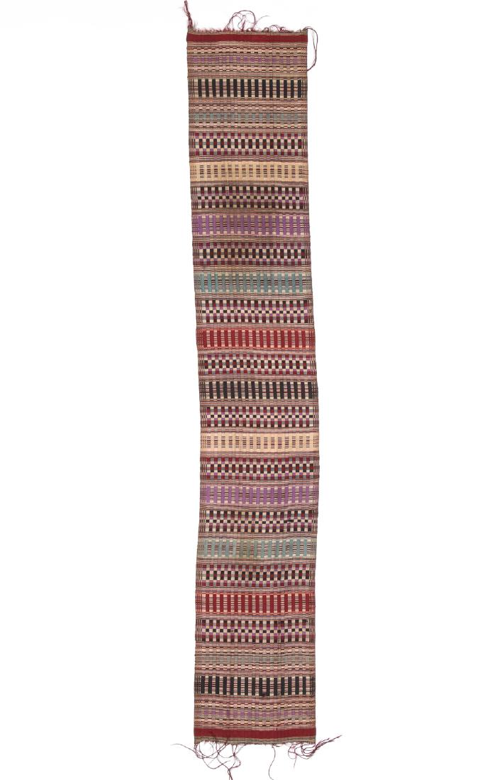 Sash Or Shoulder Cloth, Tunisia, Mid 20th C: Sash or shoulder cloth, Tunisia, silk, mid 20th c. Size: 10.75'' x 63.25'' (27 x 161 cm).