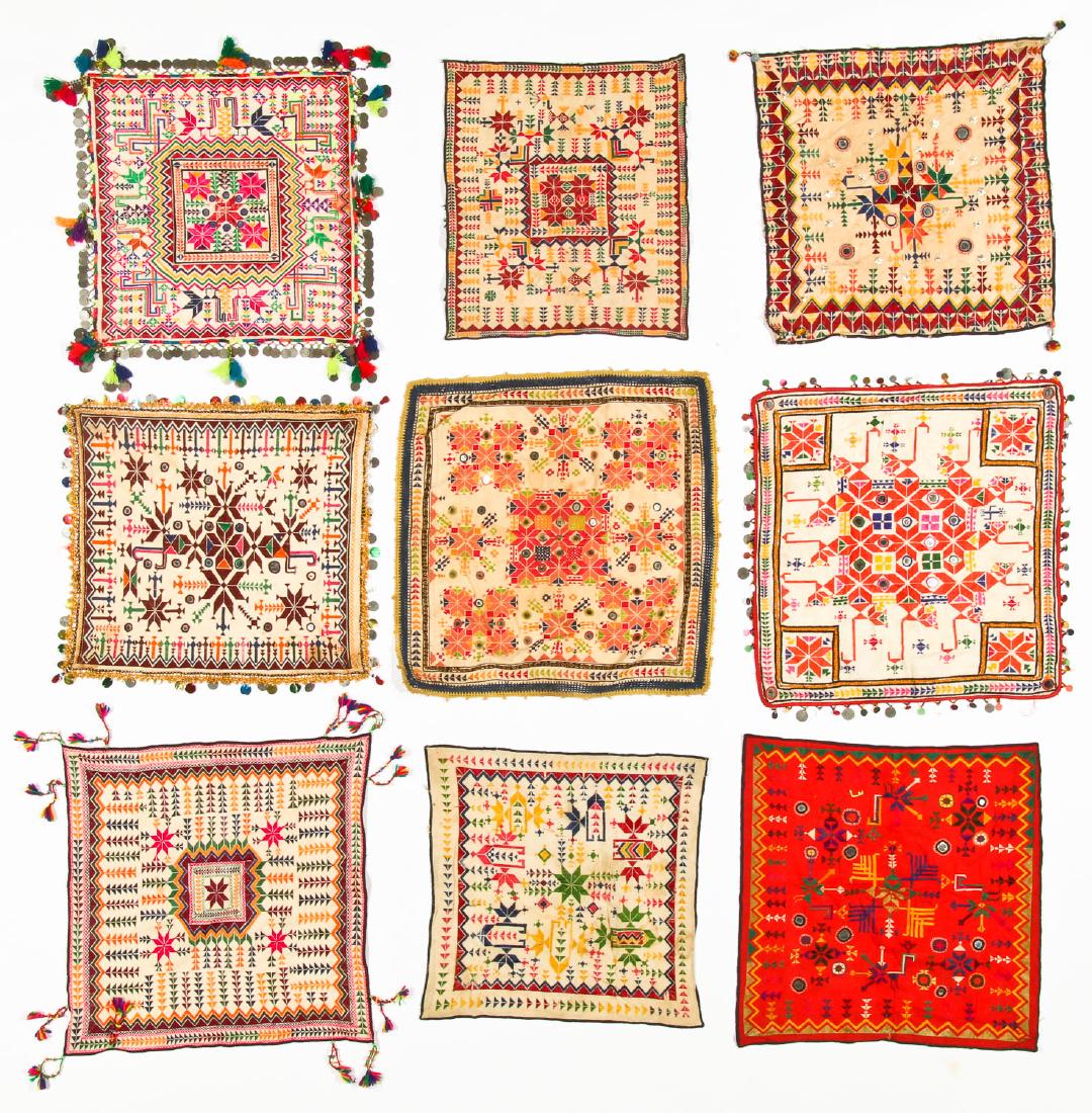 9 Vintage Sind Embroidered Squares, India (1 of 4)