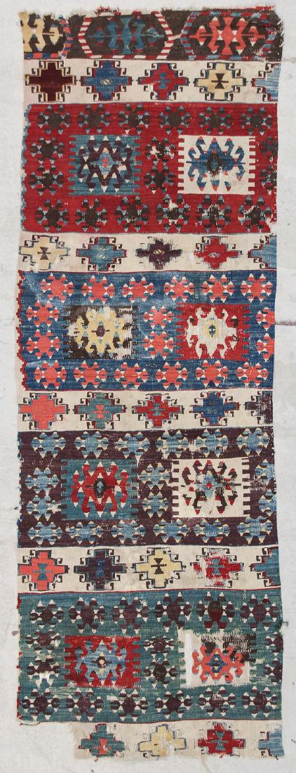 Antique Turkish Kilim Fragment: 2'2'' x 6'4'' (1 of 3)