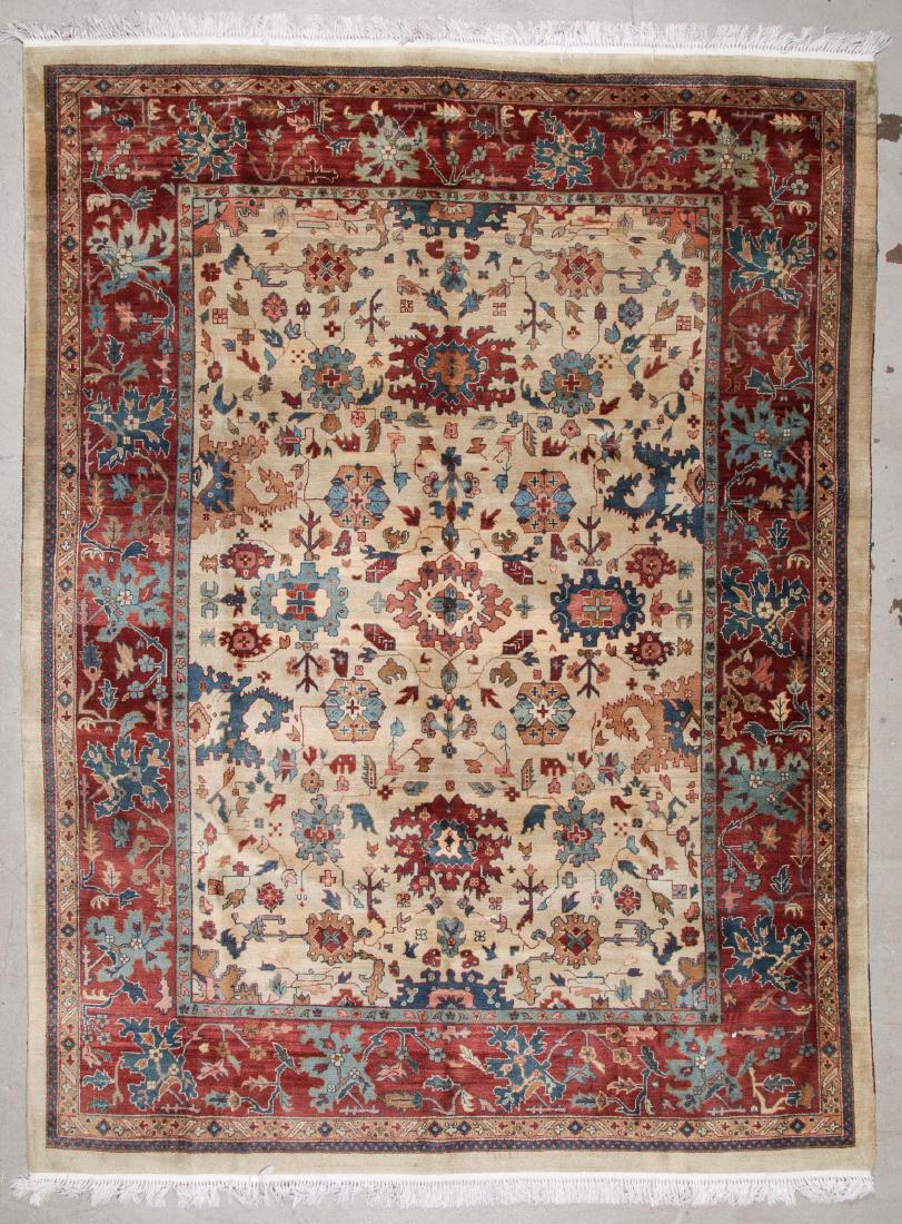 Agra Rug: 8'9'' x 11'7'': Agra Rug: 8'9'' x 11'7'' (267 x 353 cm), moderate dye run, fading.