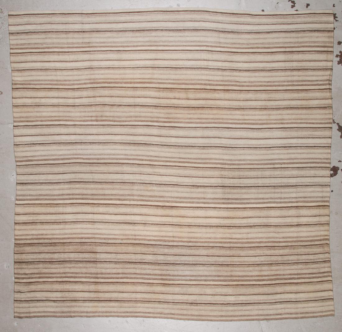 Semi-Antique Striped Turkish Kilim: 9'10'' x 10'4'' (1 of 5)
