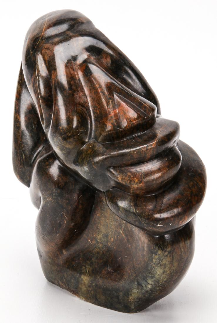 Kizito Rwanza "The Hand Can Think": Kizito Rwanza (Zimbabwe, 20th c.) "The Hand Can Think", Serpentine. Size: 10'' x 9'' x 5'' (25 x 23 x 13 cm). Provenance: The Peggy Knowlton Collection.Note: all items in this auction are being offere