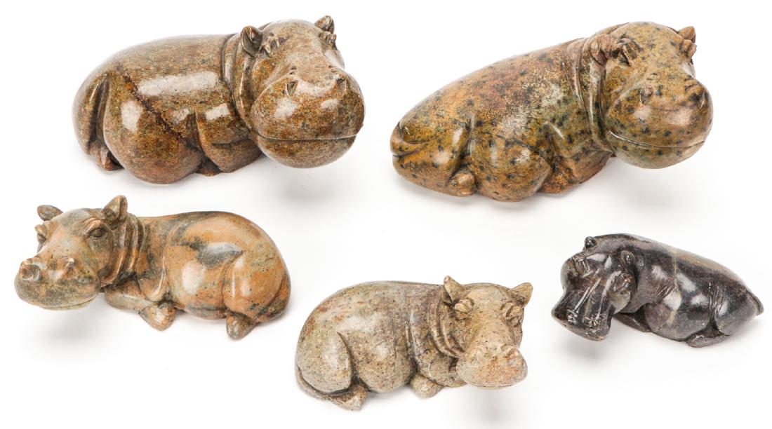 Five "Hippo" Sculptures by Various Zimbabwe Artists (1 of 5)