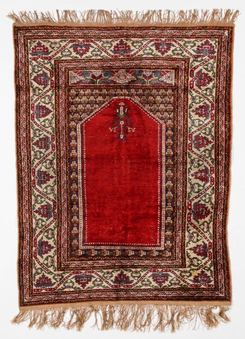 Antique Silk Prayer Rug, Turkey: 3'10'' x 5' (1 of 6)