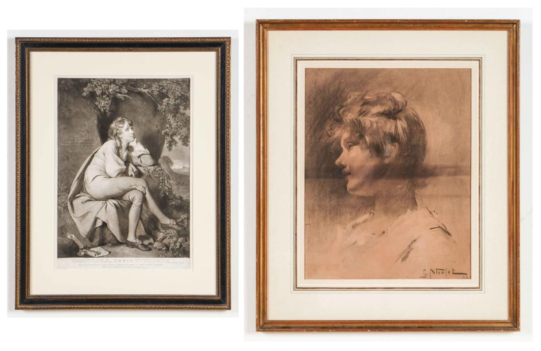 Two Works: John Raphael Smith (1752-1812) Raphael Smith: Two Works: 1) John Raphael Smith (1752-1812) John Raphael Smith (English, 1752-1812) after Joseph Wright (English, 1734-1797) "Edwin (Thomas Haden)", 1778, mezzotint. Size: 20'' x 14'' (51 x 36 cm (si