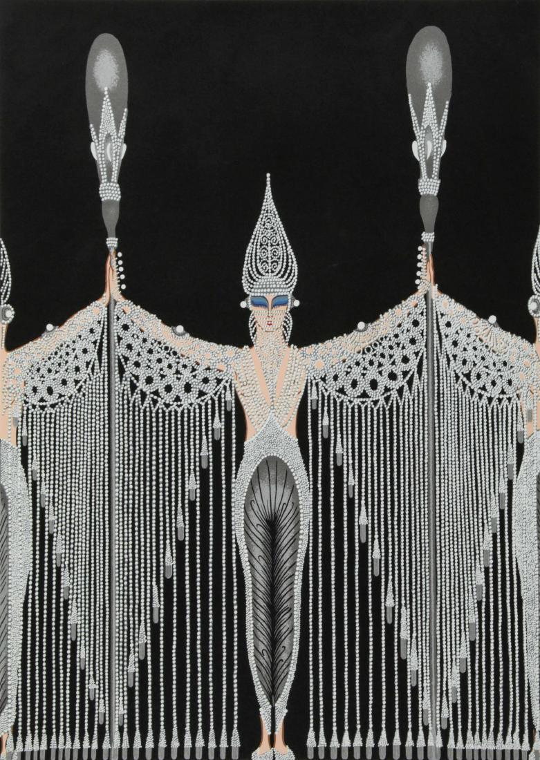 Erte (1892-1990) "Pearls" Limited Edition Embossed: Erte (1892-1990) "Pearls", Limited Edition Embossed Serigraph, signed and numbered. Size: 21.5'' x 15.75'', 55 x 40 cm (image); 30'' x 22.5'', 76 x 57 cm (sheet).