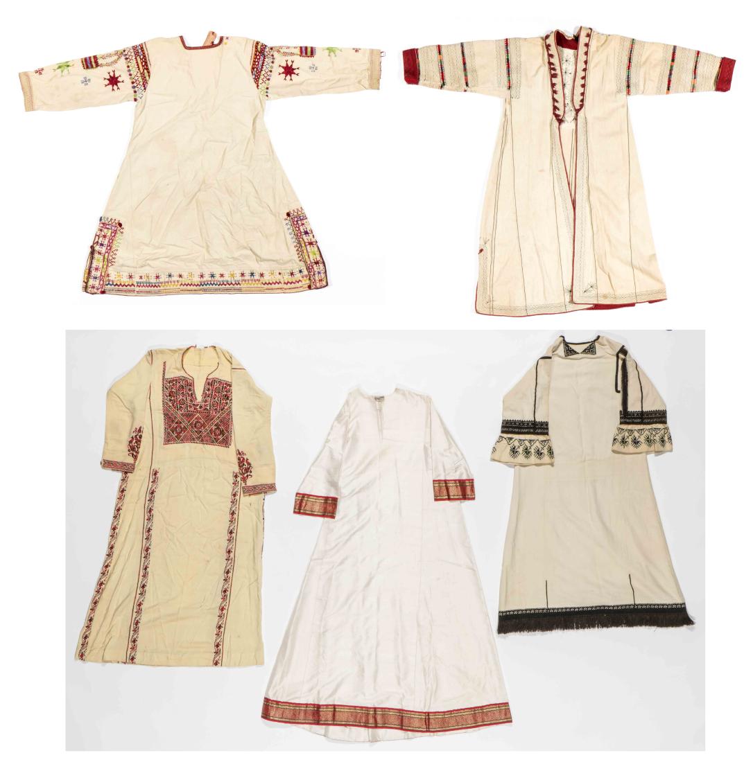 5 Antique Middle Eastern/Greek Island Embroidered Robes: 5 Antique Middle Eastern/Greek Island Embroidered Robes. Largest Size: 54'' x 51'' (137 x 130 cm).