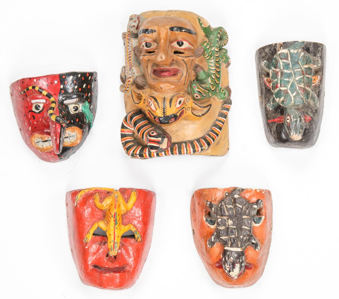 5 Vintage Mexican Festival Masks (1 of 2)