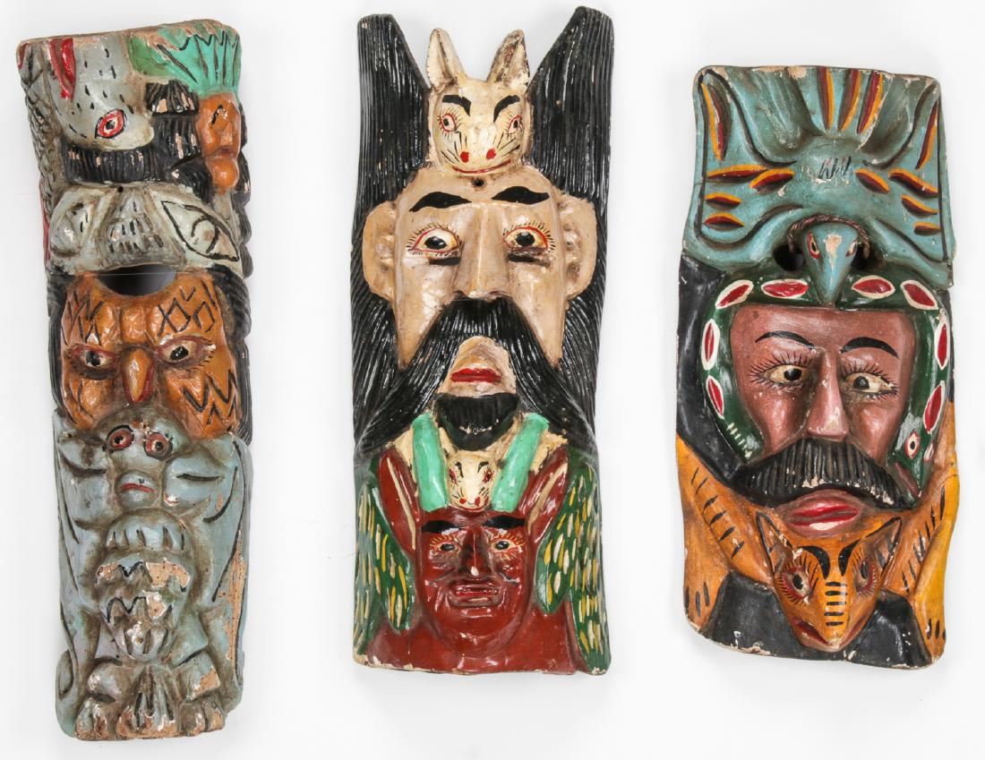 3 Vintage Mexican Festival Masks (1 of 2)