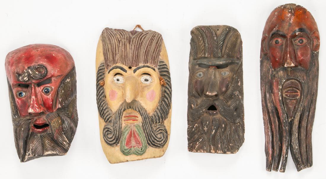 4 Vintage Mexican Festival Masks (1 of 2)