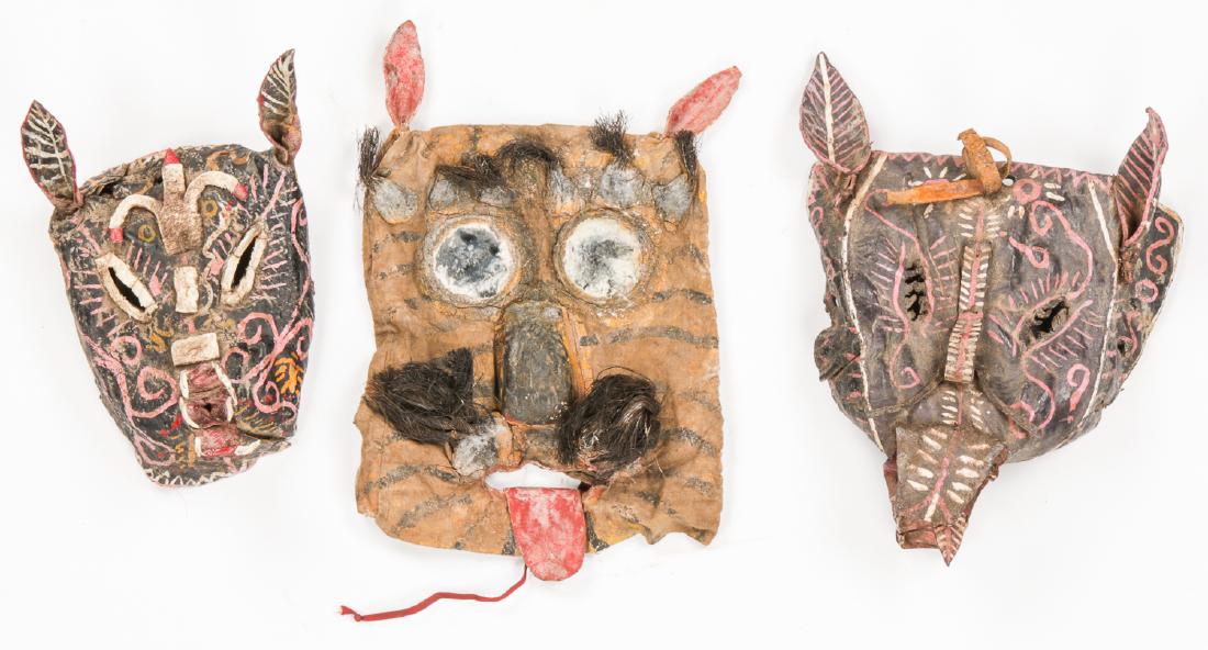 3 Vintage Mexican Leather Festival Masks (1 of 2)