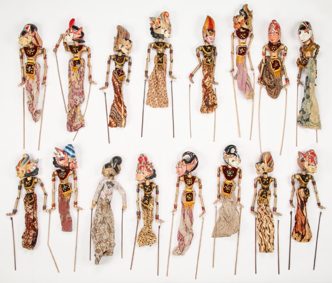 Fine Collection of 16 Old Indonesian Rod Puppets (1 of 6)