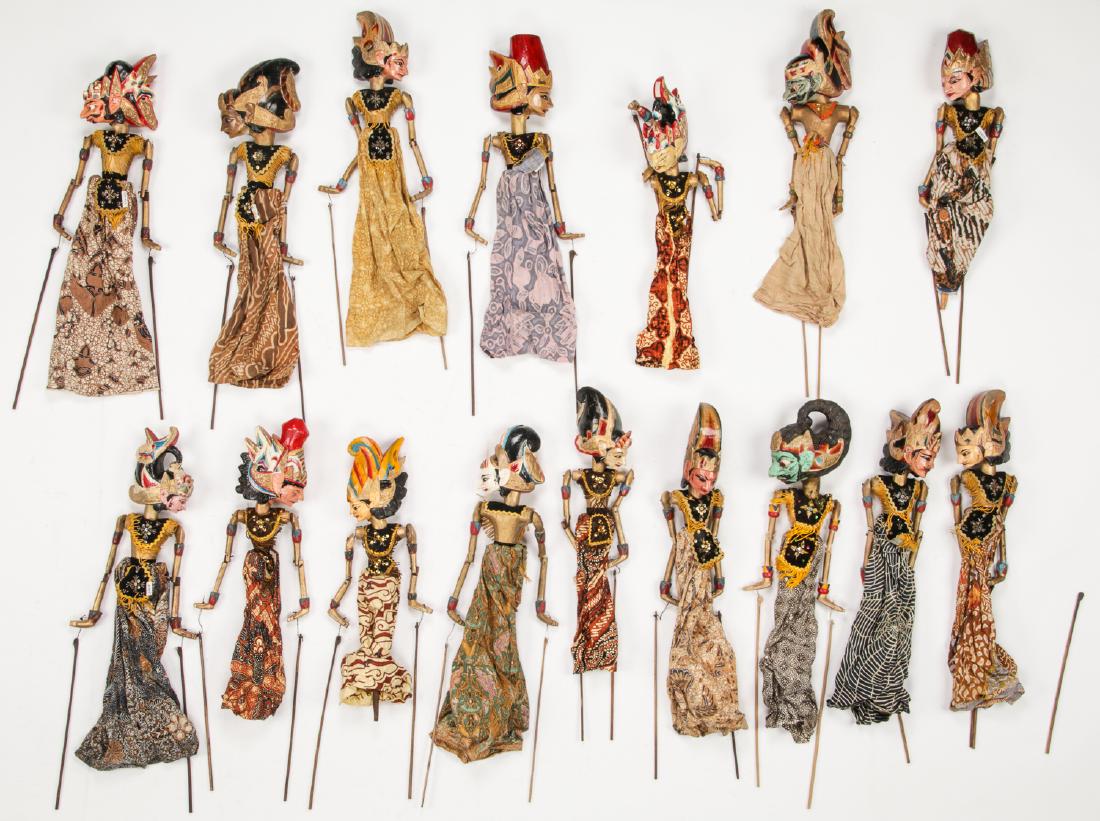 Fine Collection of 16 Old Indonesian Rod Puppets (1 of 6)