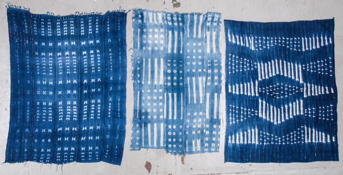 3 Vintage West African Indigo Cloths (1 of 5)
