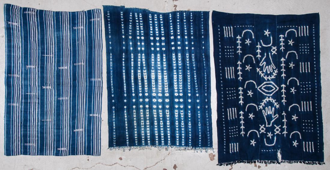 3 Vintage West African Indigo Cloths (1 of 5)