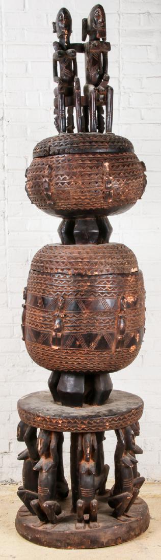Massive Old Dogon Carved Wood Sculpture: 91" H (1 of 5)