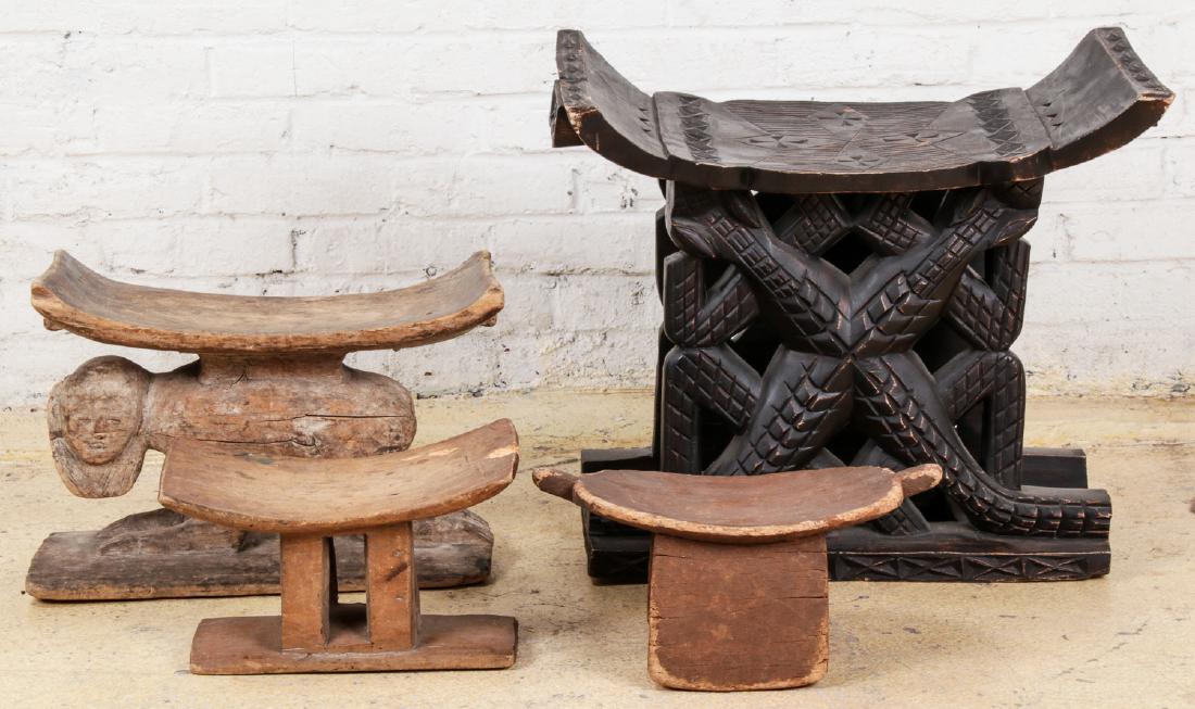 4 Old West African Carved Stools (1 of 3)