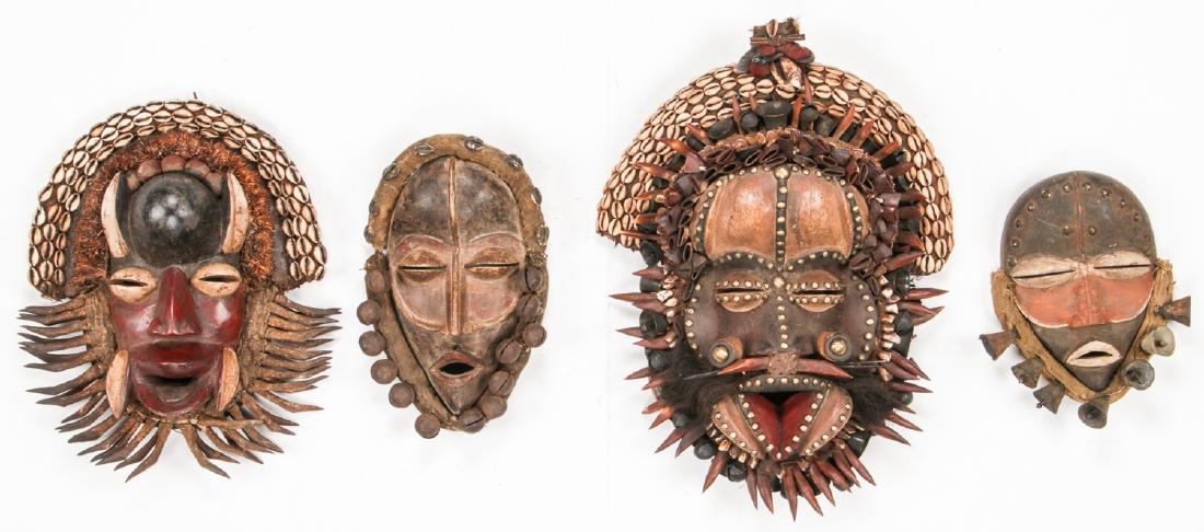 4 African Masks, Guere Wobo and Dan (1 of 2)