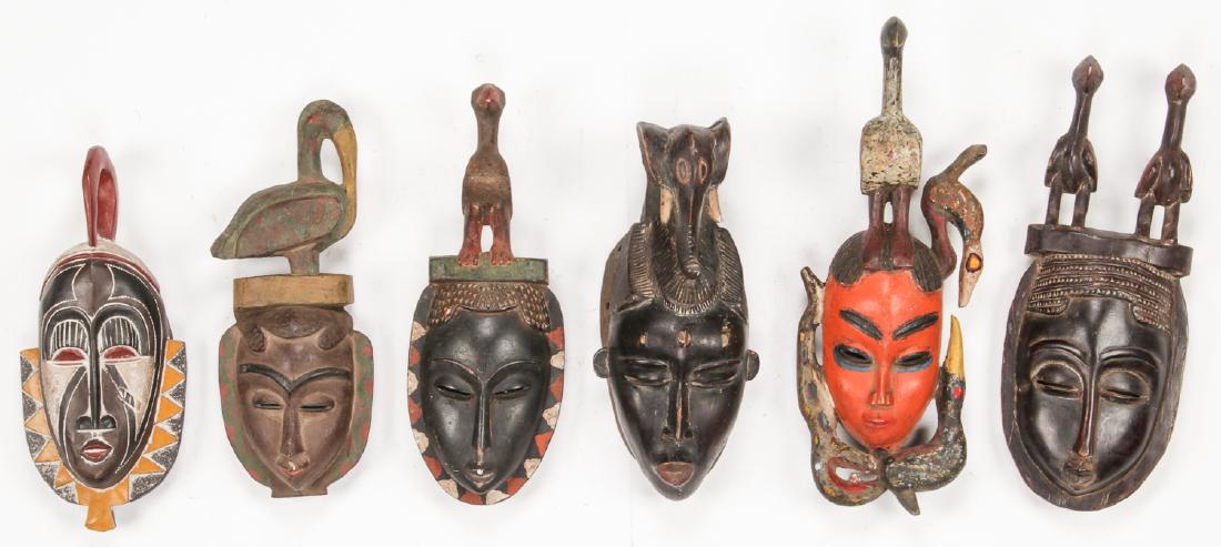 6 African Baule Carved Wood Masks (1 of 2)