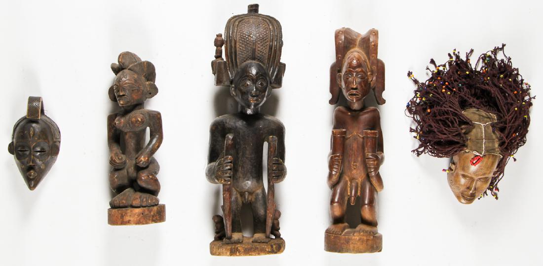 5 African Carved Wood Chokwe Artifacts (1 of 5)