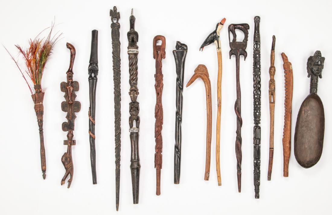 14 Assorted African Canes, Staffs, and Other Artifacts (1 of 5)
