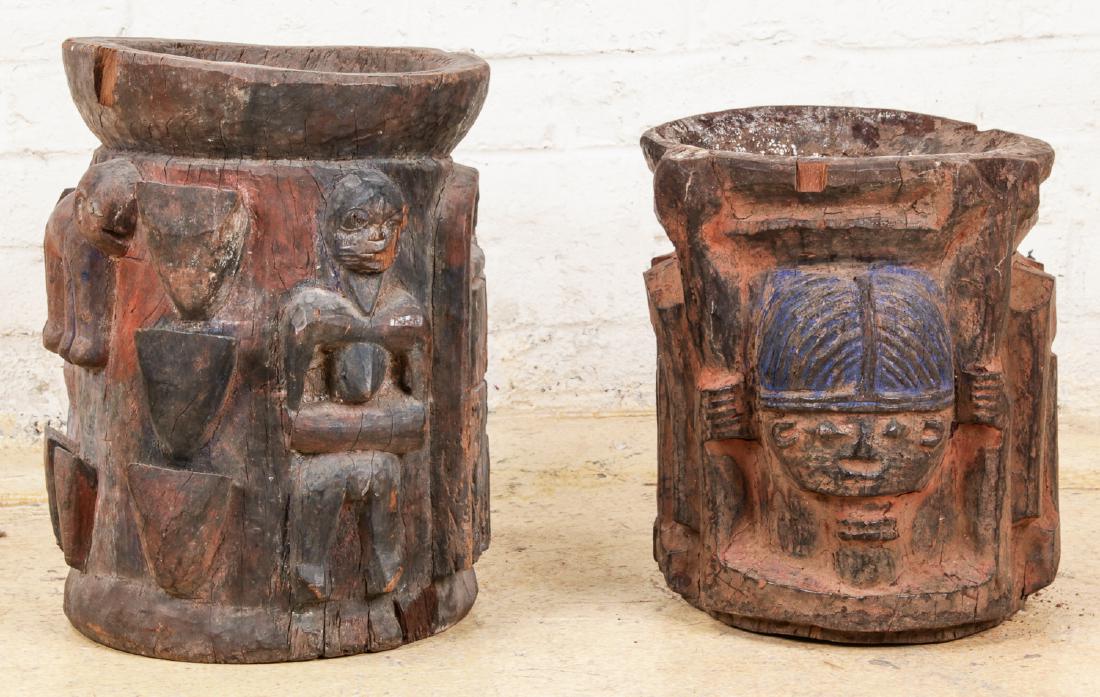 2 African Carved Wood Stools (1 of 3)