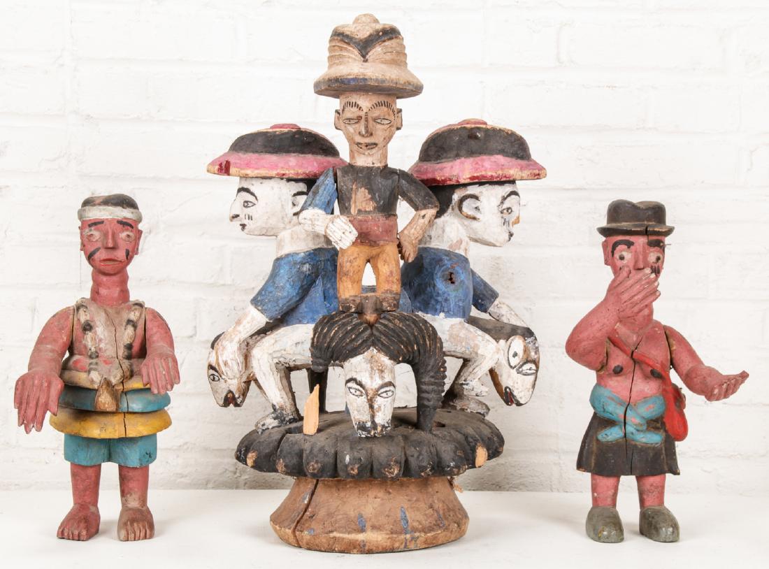 3 West African Polychrome Wood Colonial Carvings (1 of 3)