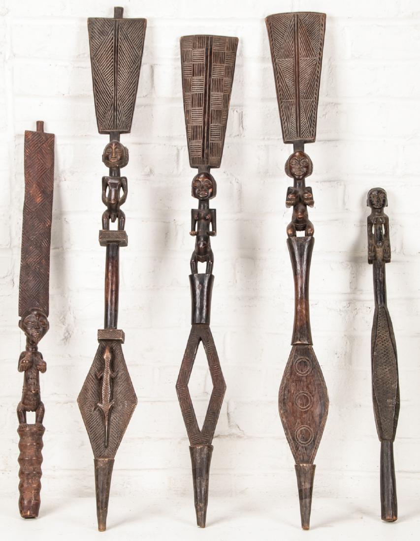 5 Carved Wood Luba Staffs (1 of 5)