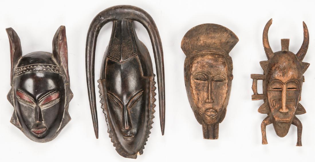 4 African Carved Wood Masks (1 of 2)