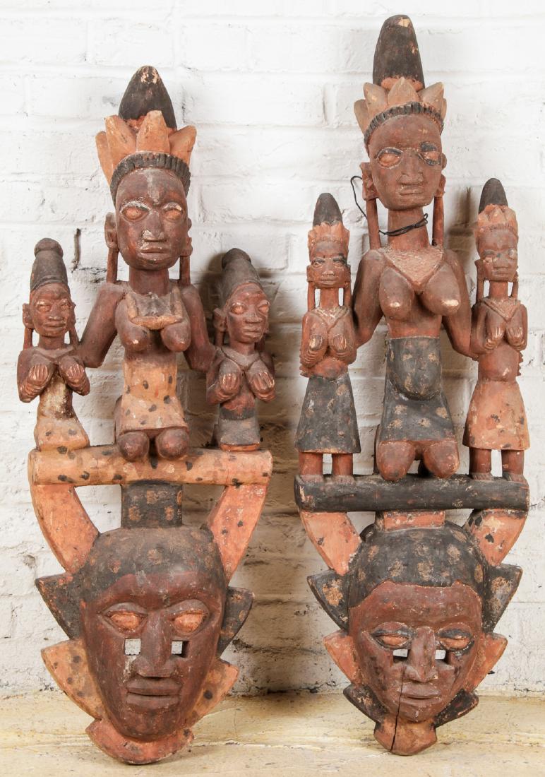 2 Carved Wood Tribal Masks (1 of 3)