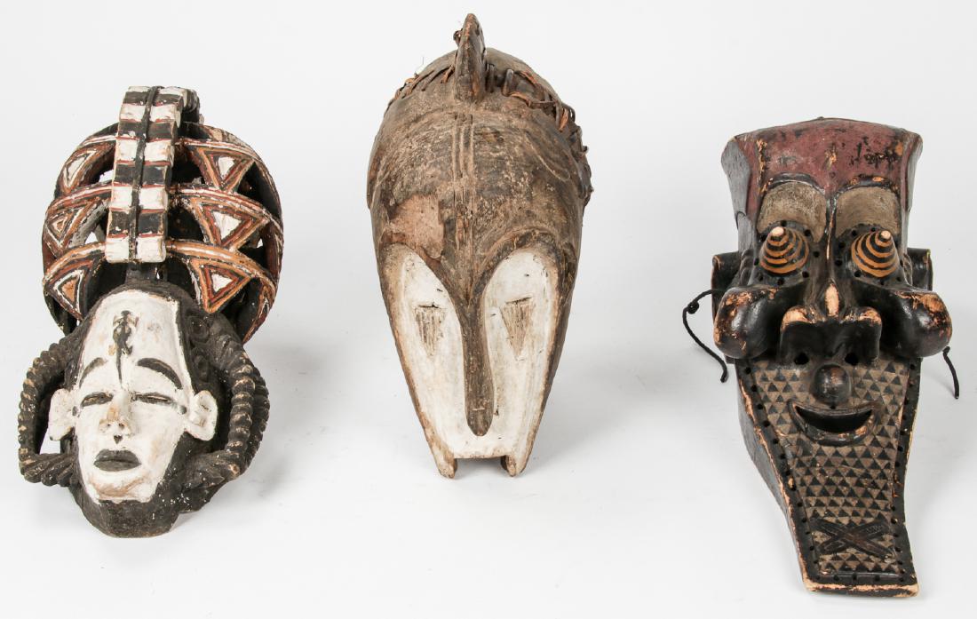 3 African Carved Wood Masks (1 of 4)