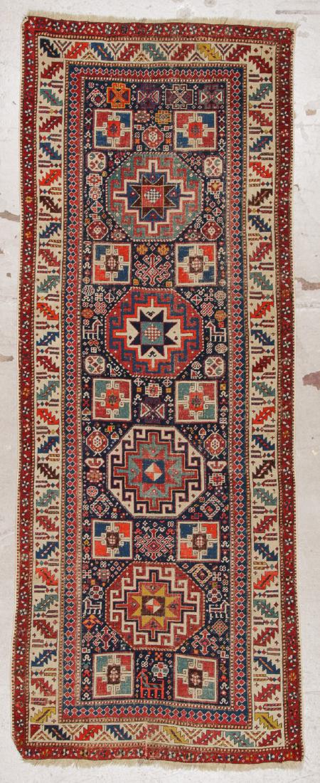 Antique Kazak Rug: 3'5'' x 8'11'' (104 x 272 cm) (1 of 6)