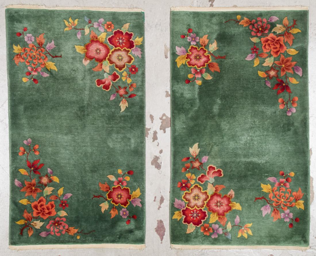 Pair Art Deco Chinese Rugs: 3' x 5'3'' (91 x 160 cm) (1 of 8)