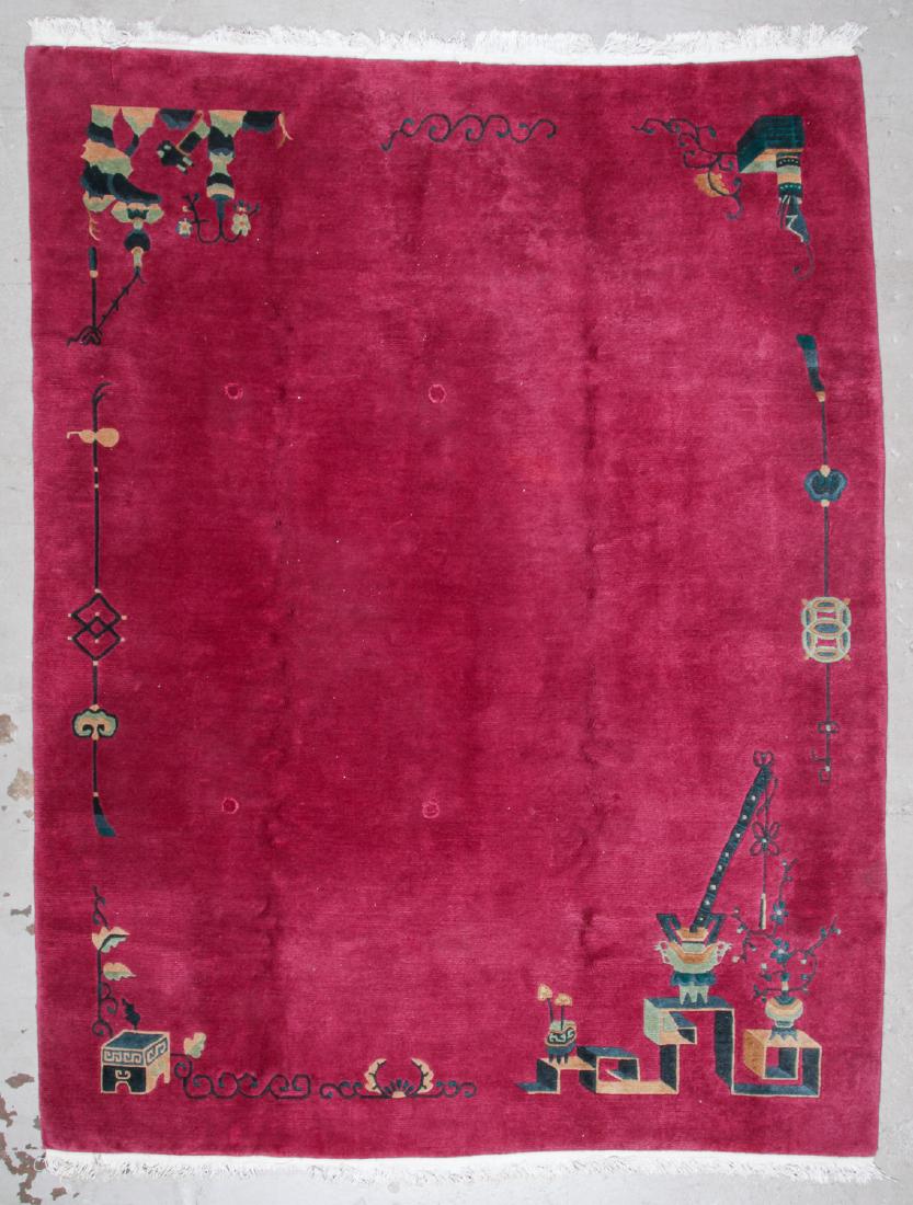 Vintage Art Deco Style Tibetan Rug: 8'5'' x 11'1'' (257: Vintage Art Deco Style Tibetan Rug: 8'5'' x 11'1'' (257 x 338 cm), Nepal, 20th c.