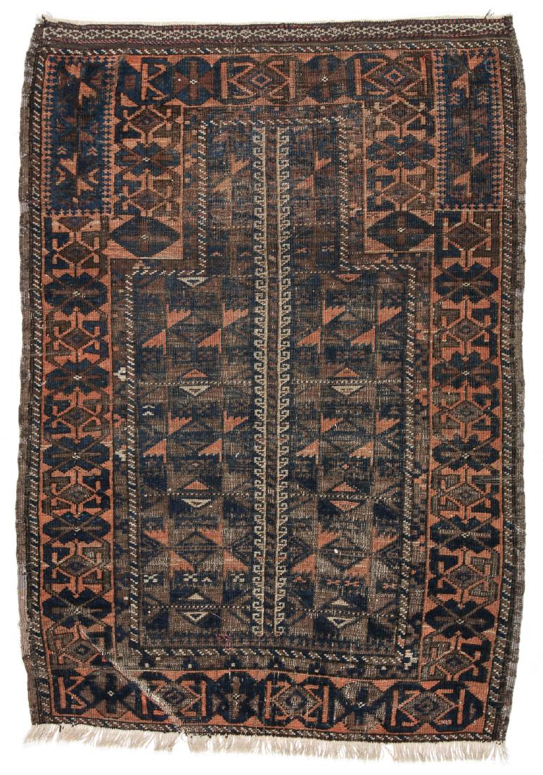 Antique Beluch Rug: 2'10'' x 4' (86 x 122 cm): Antique Beluch Rug, Afghanistan: 2'10'' x 4' (86 x 122 cm).