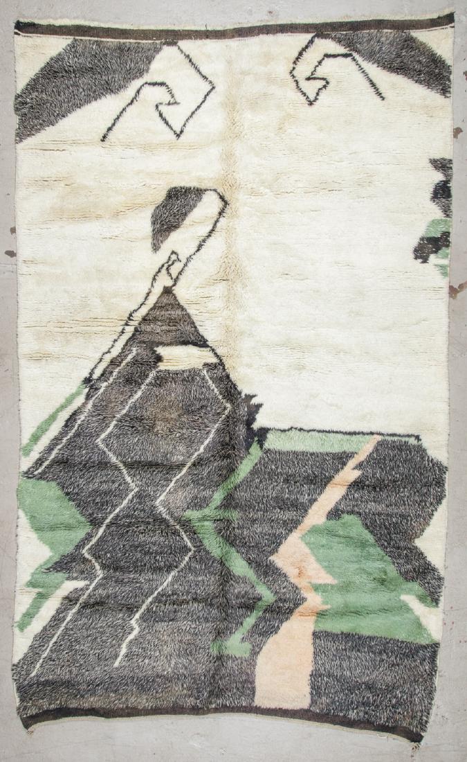 Moroccan Rug: 6'11'' x 11'7'' (211 x 353 cm): Moroccan Rug, Morocco: 6'11'' x 11'7'' (211 x 353 cm). Hand-knotted, hand-spun wool; thick pile.