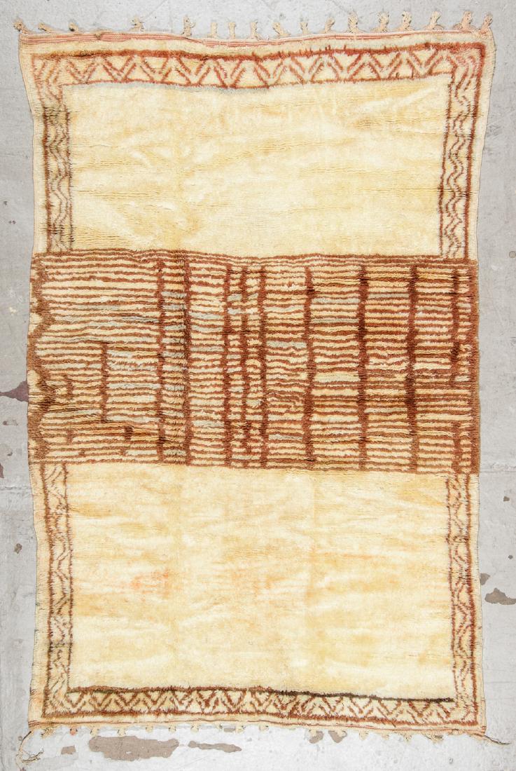 Moroccan Rug: 4'2'' x 6'3'' (127 x 191 cm): Moroccan Rug, Morocco: 4'2'' x 6'3'' (127 x 191 cm). Hand-knotted, hand-spun wool; thick pile.