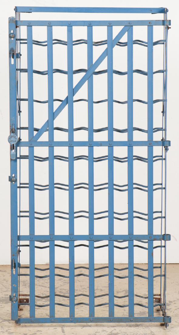 Old French Rigidex Metal Strap Wine Rack: Old French Rigidex Metal Strap Wine Rack. Size: 43'' x 21.5'' x 14.5'' (109 x 55 x 37 cm).