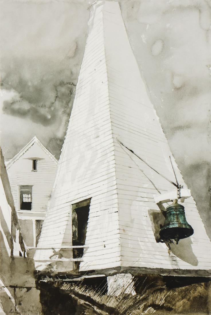 Andrew Wyeth (1917-2009) "Fog Bell", 1979: Andrew Wyeth (American, 1917-2009) "Fog Bell", 1979, color collotype, signed and numbered "140" in ink. Framed. Size: 29'' x 19.75'', 74 x 50 cm (sight); 37'' x 27.75'', 94 x 70 cm (frame).