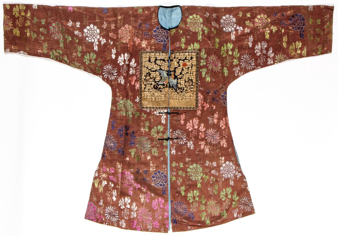 Fine Antique Chinese Silk Brocade Robe w. Rank Badge (1 of 8)