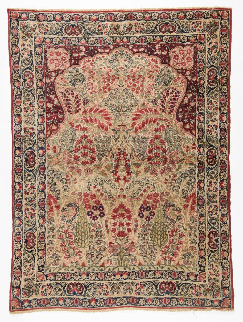 Antique Lavar Kerman Prayer Rug: 4'5'' x 6'1'' (135 x (1 of 6)