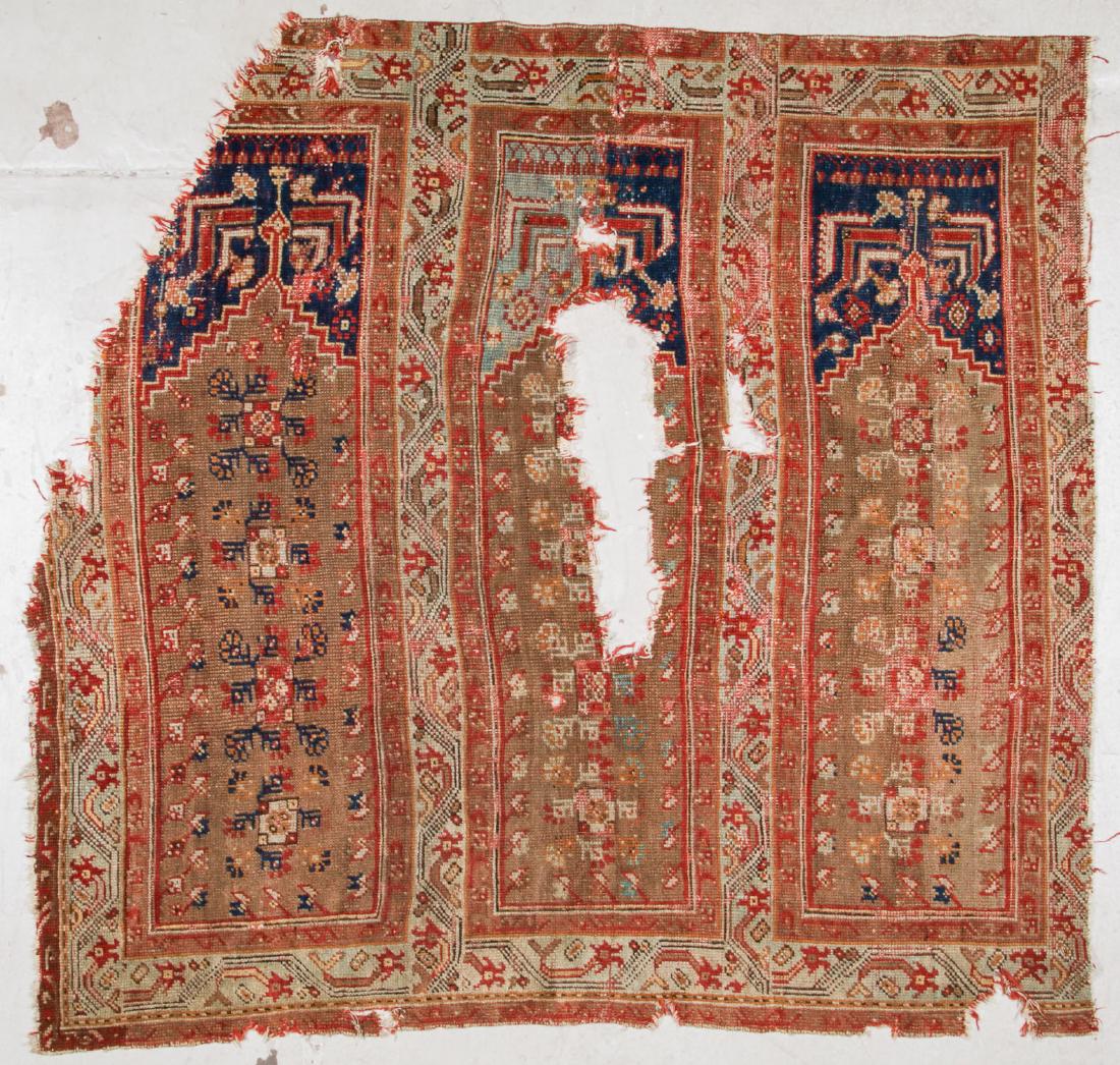 19th C. Ushak Prayer Rug/Saf Fragment: 6'4'' x 6'8'' (1 of 6)