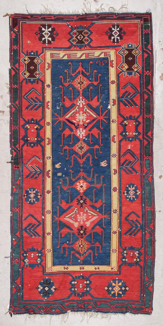 Antique Caucasian Avar Kilim: 4'11'' x 10'5'' (150 x (1 of 4)