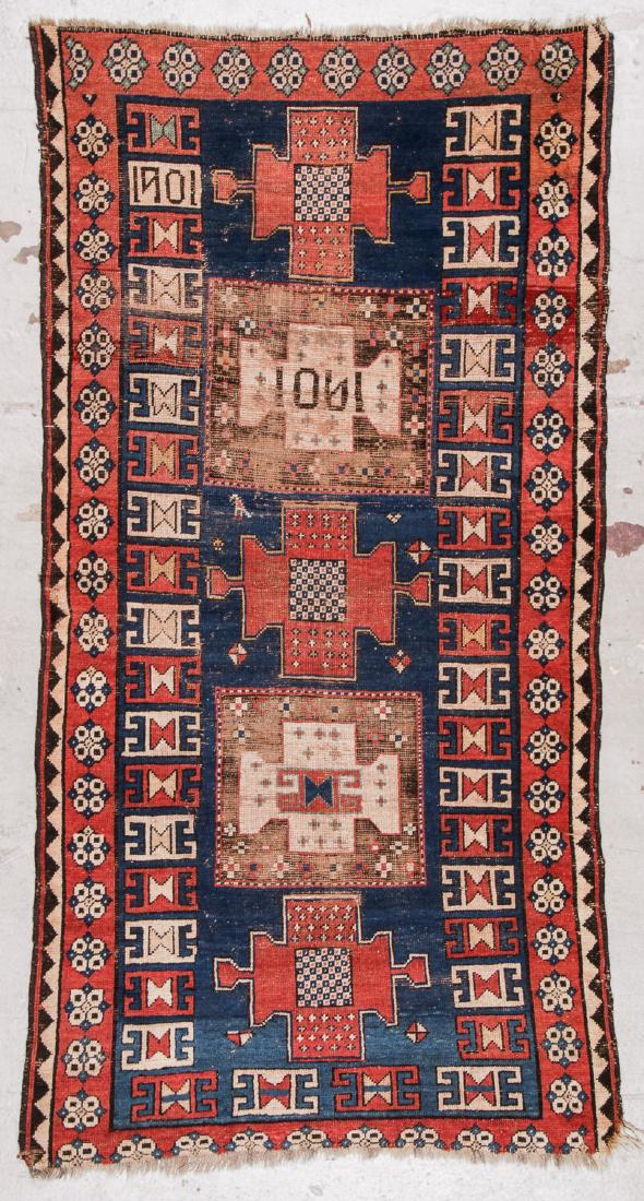 Antique Kazak Rug, Dated "1901": 3'10'' x 7'6'' (117 x (1 of 6)