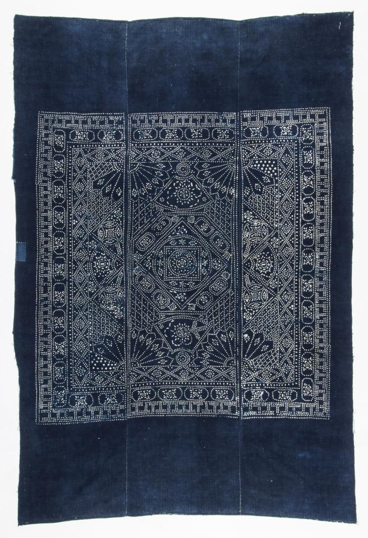 Chinese Batik Indigo Cotton Bedcover, Early/Mid 20th C. (1 of 4)