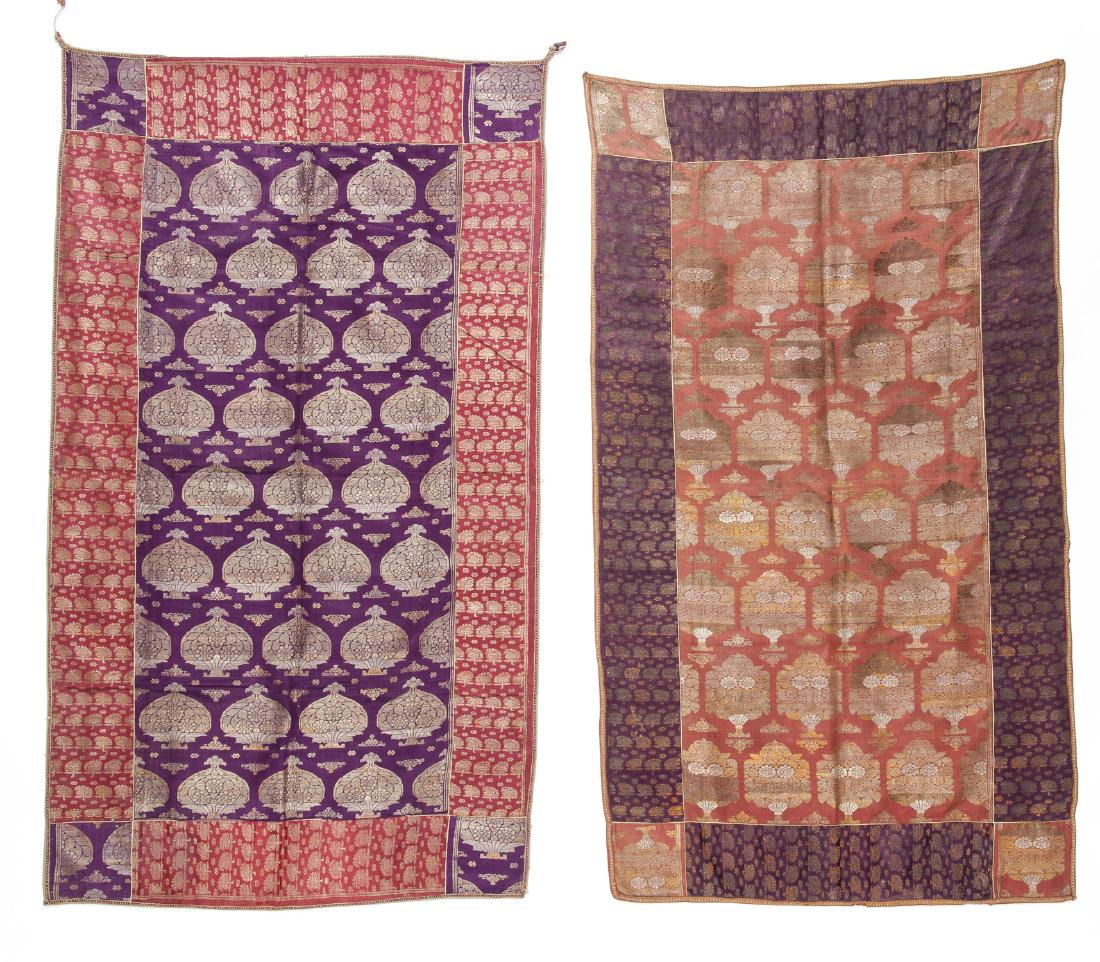 2 Antique Brocade Silk Wall Hangings Textiles, Gujurat, (1 of 4)