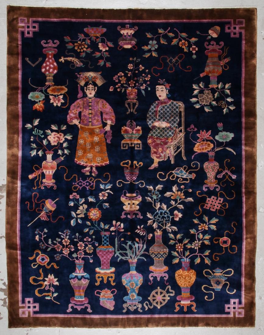 Fine Chinese Art Deco Pictorial Rug: 9'1'' x 11'7'' (1 of 5)