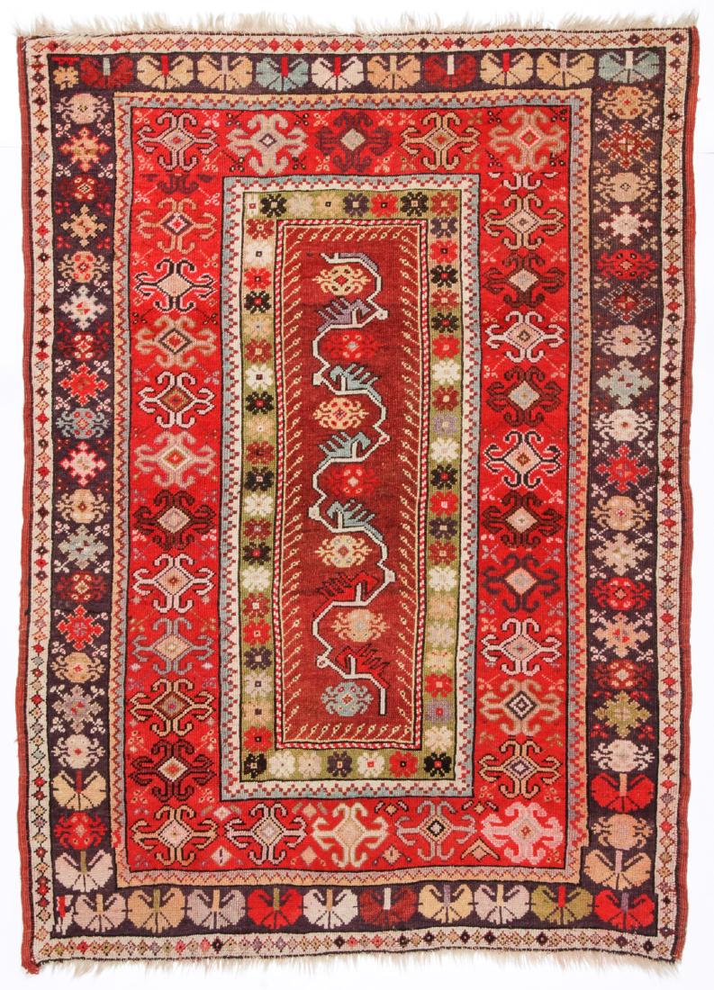 Antique Milas Rug, Turkey: 3'8'' x 5': Antique Milas Rug, Turkey: 3'8'' x 5' (112 x 152 cm).